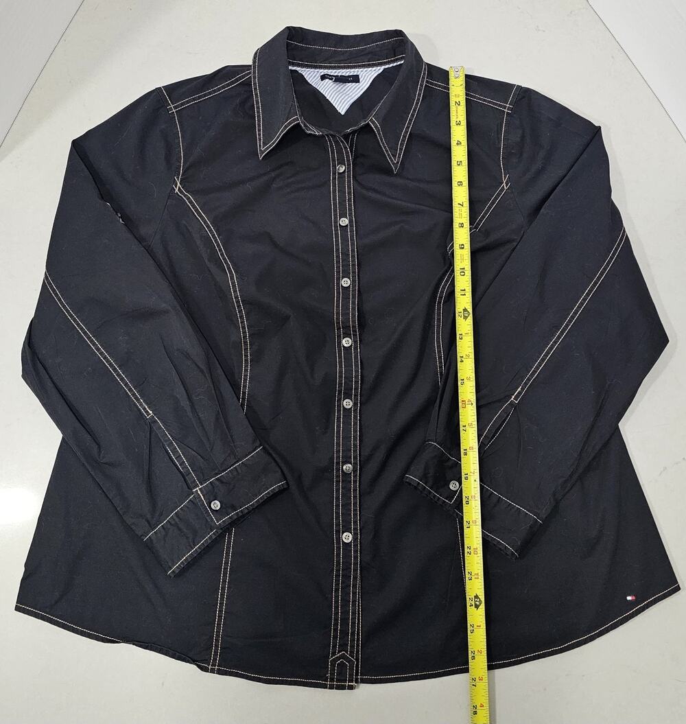 Tommy Hilfiger Women’s Black Button Front Long Sleeve Shirt Blouse Size 20 Plus